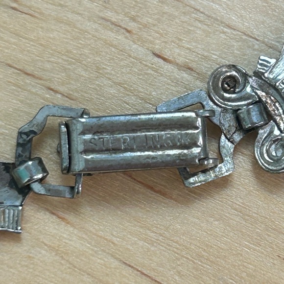 Felch & Company 1945 Danecraft Sterling Silver Repousse ArtDeco Necklace Earring - Picture 10 of 13